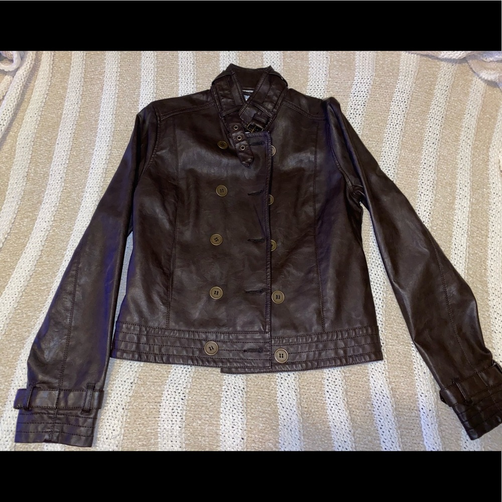Maison Jules Brown Belted Moto Jacket